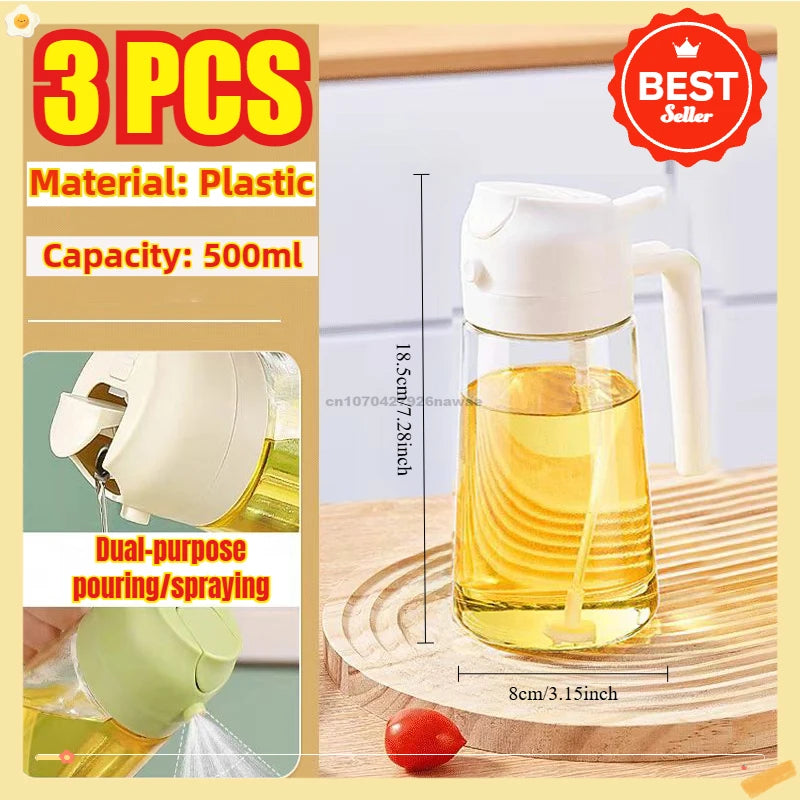 2in1 Oils Sprayer Olive Oil Spray Plastic Bottle Vinegar Dispenser Kitchen Oil Diffuser Accessories Camping Baking Pic Zpaxo