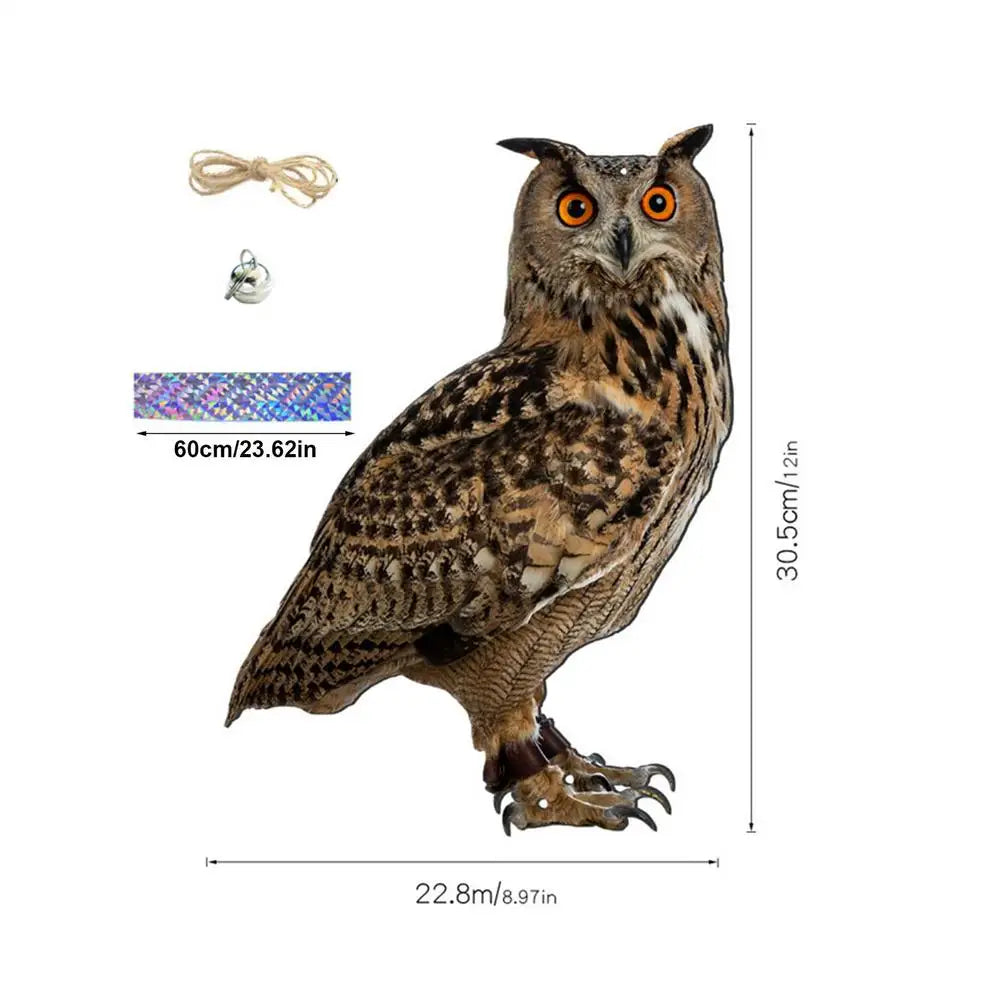 Owl Bird Repellent Bell Pendant Pastoral Orchard Scare Outdoor Zpaxo 04