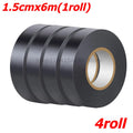 Electrical Insulating PVC Tapes Temperature Resistant Heat Black Insulating Tape Self Adhesive Electric Wire Protection Tapes Zpaxo 4roll(24m)