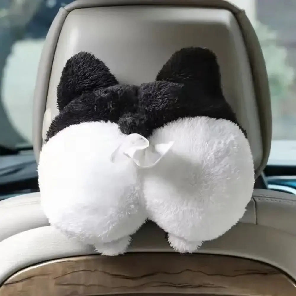 Creative Napkin Holder Corgi Ass Tissue Box Tissue Holder Cartoon Corgi Tissue Box Plush Soft Paper Napkin Case For Car Seat Zpaxo black-Koki