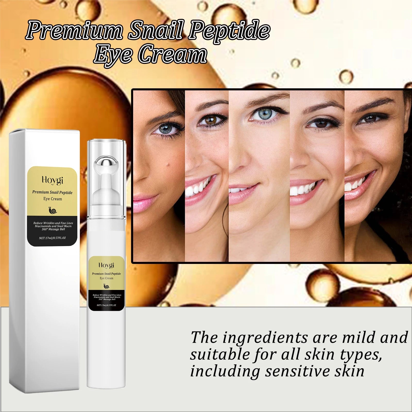 Hoygi Snail Peptide Eye Cream Roller – Dark Circles & Eye Bags Eye Cream Roller Zpaxo