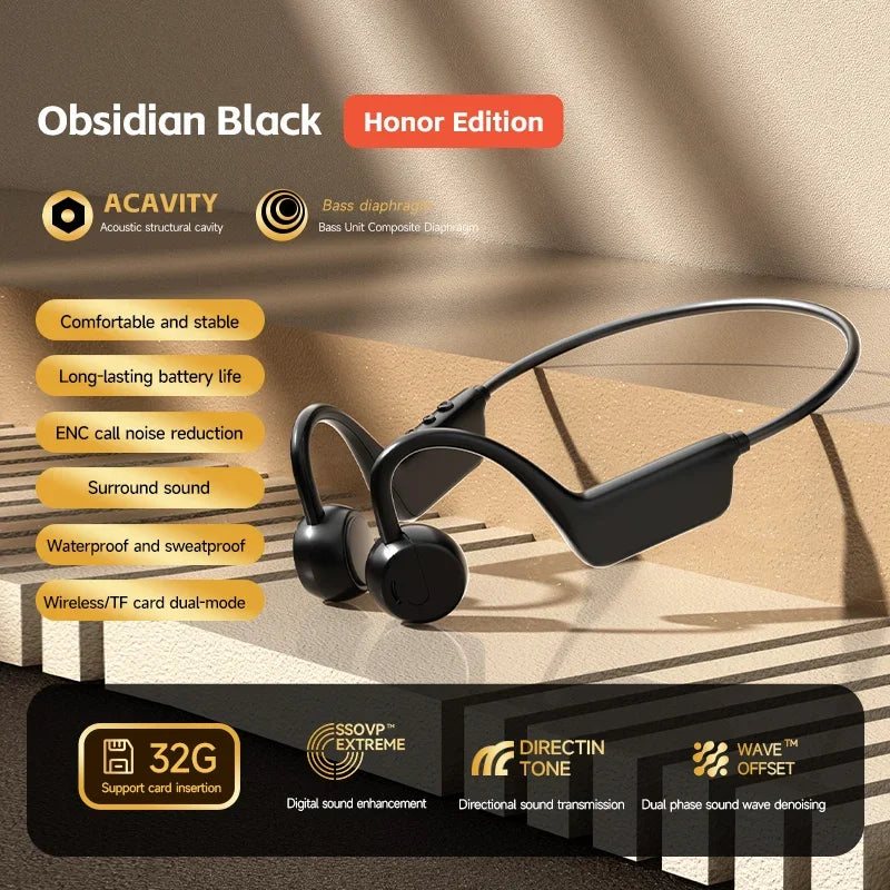 Bone Conduction Headset Wireless Swimming Sports Headphone IPX8 Zpaxo Black
