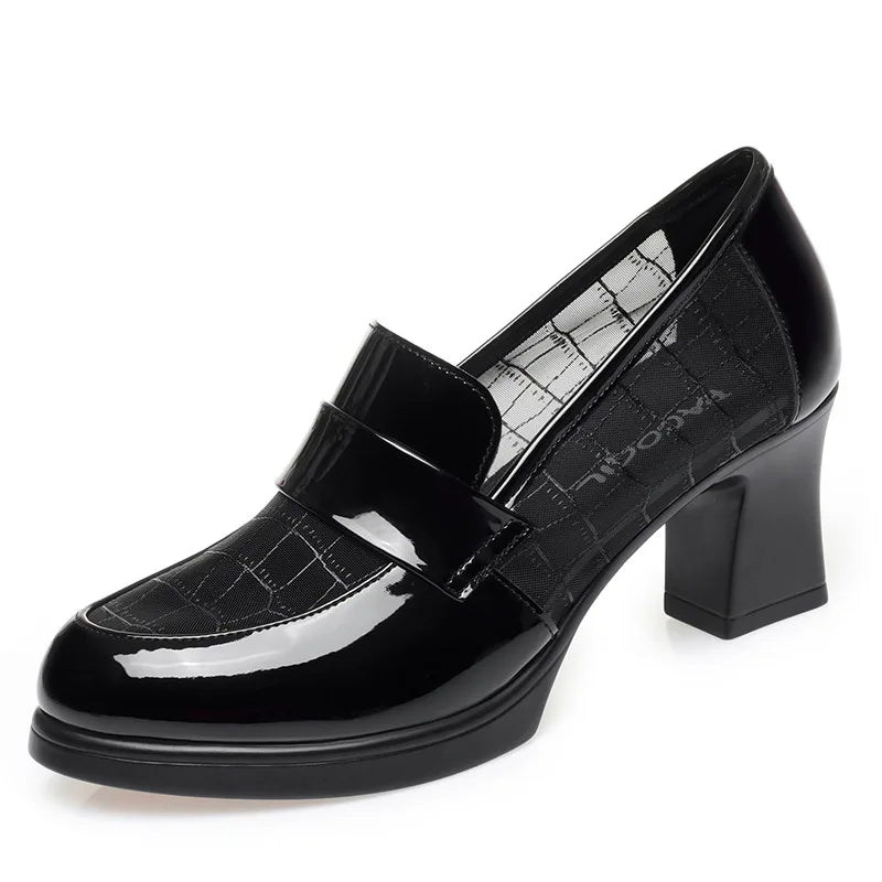 British Summer Single Shoes Heels Waterproof Platform Thick Heel Zpaxo
