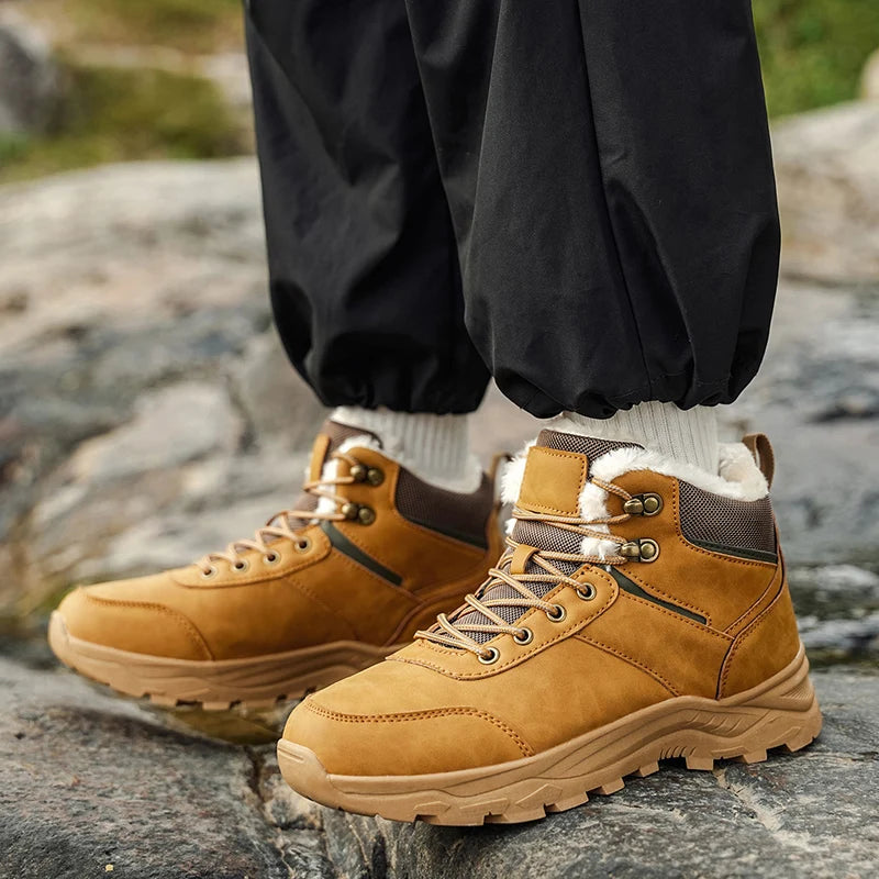 Men Boots Winter Slippers Warm Shoes Waterproof Non-slip Plush
