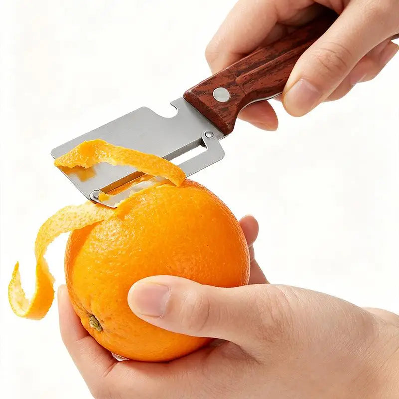 Stainless Steel Vegetable Peeler with Ergonomic Wooden Handle
