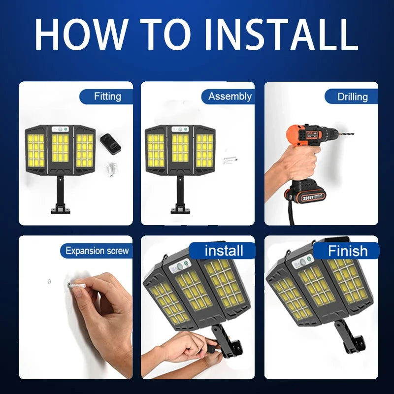 Solar Street Light Motion Sensor Led Headlight Power Waterproof Zpaxo