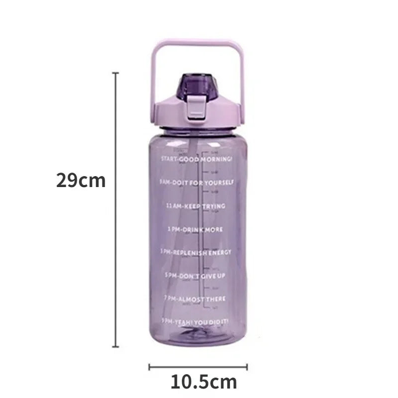 Sports Drinking Bottles Time Marker Men Women Water Bottle Straw