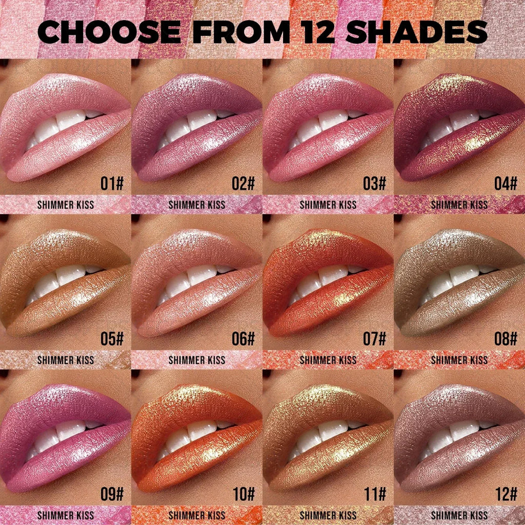 Sparkling Pearlescent Lipstick Bright Luster Metallic Effect Zpaxo