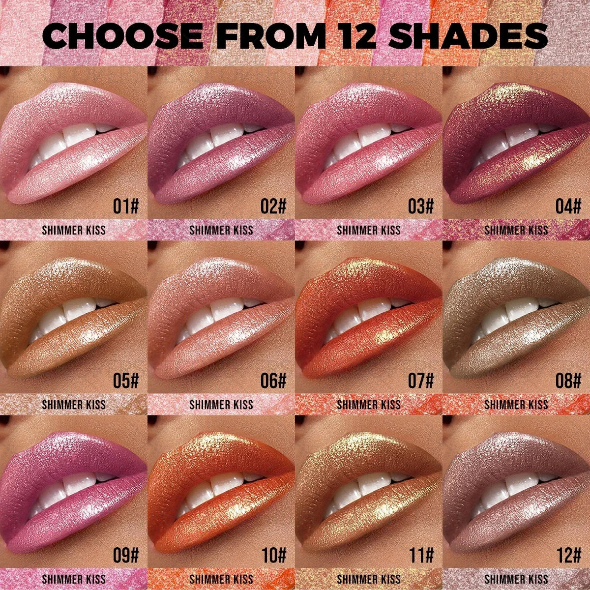 Sparkling Pearlescent Lipstick Bright Luster Metallic Effect Zpaxo