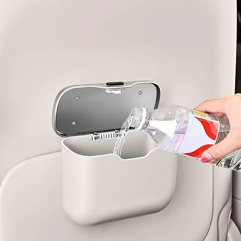 Car Trash Can – ABS Rolling Cover, Dry & Wet, Universal Fit