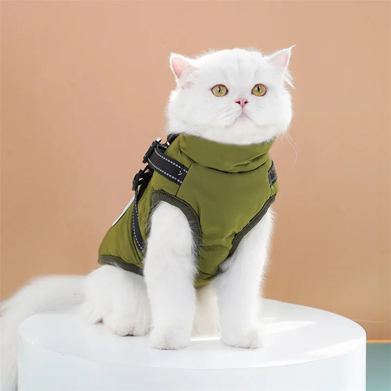 Pet Clothes for Cats Dogs Cold-protect Waterproof Thickened Warm Dog Cat Cotton Coat Auntumn Winter Chest Back Cotton Vest Zpaxo