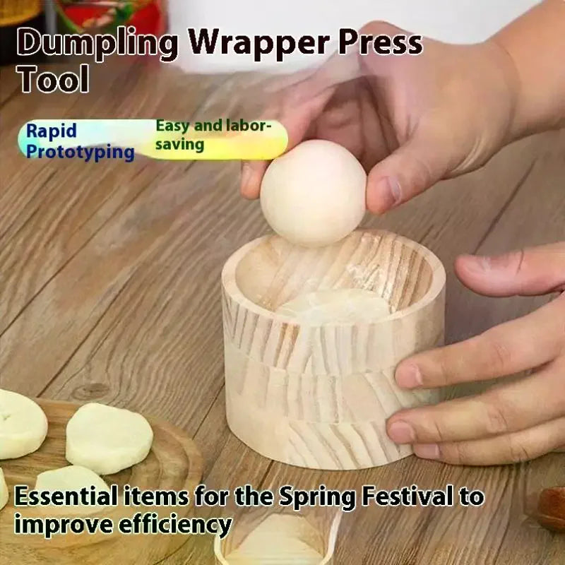Quick Dumpling Wrapper Maker Wood Dumpling Maker Press Tool Wood Mold And Ball Manual Dough Skin Presser Hand Pie Rolling Tool Zpaxo
