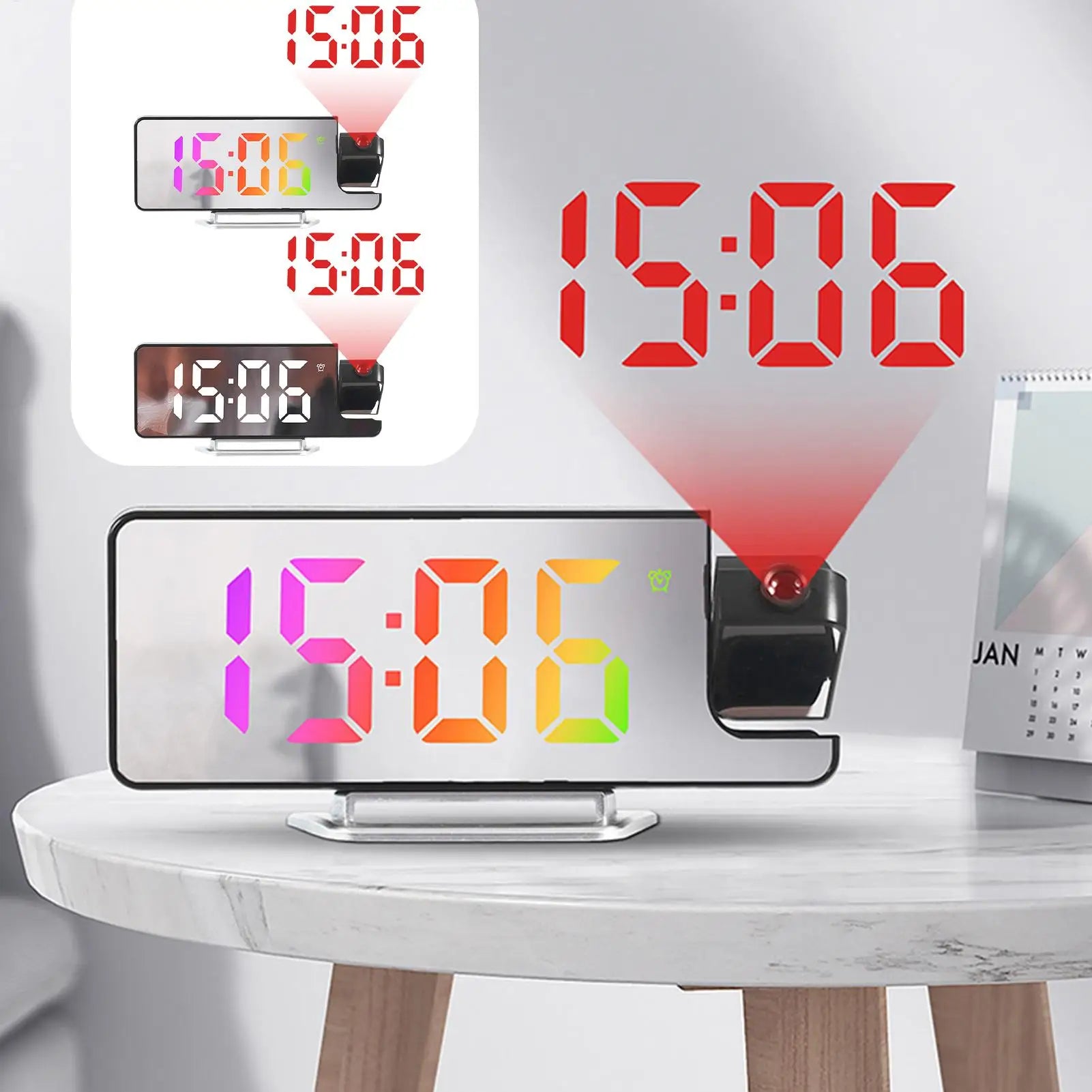 Digital Projection Clock Multifunctional Indoor Outdoor Alarm LED
