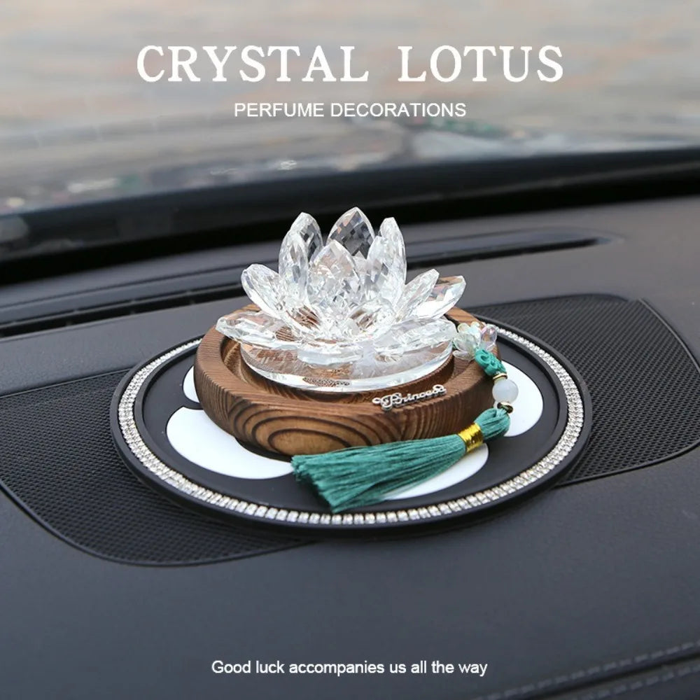 Good Luck Lotus Crystal Car Ornament Realistic Chinese Center Console Zpaxo