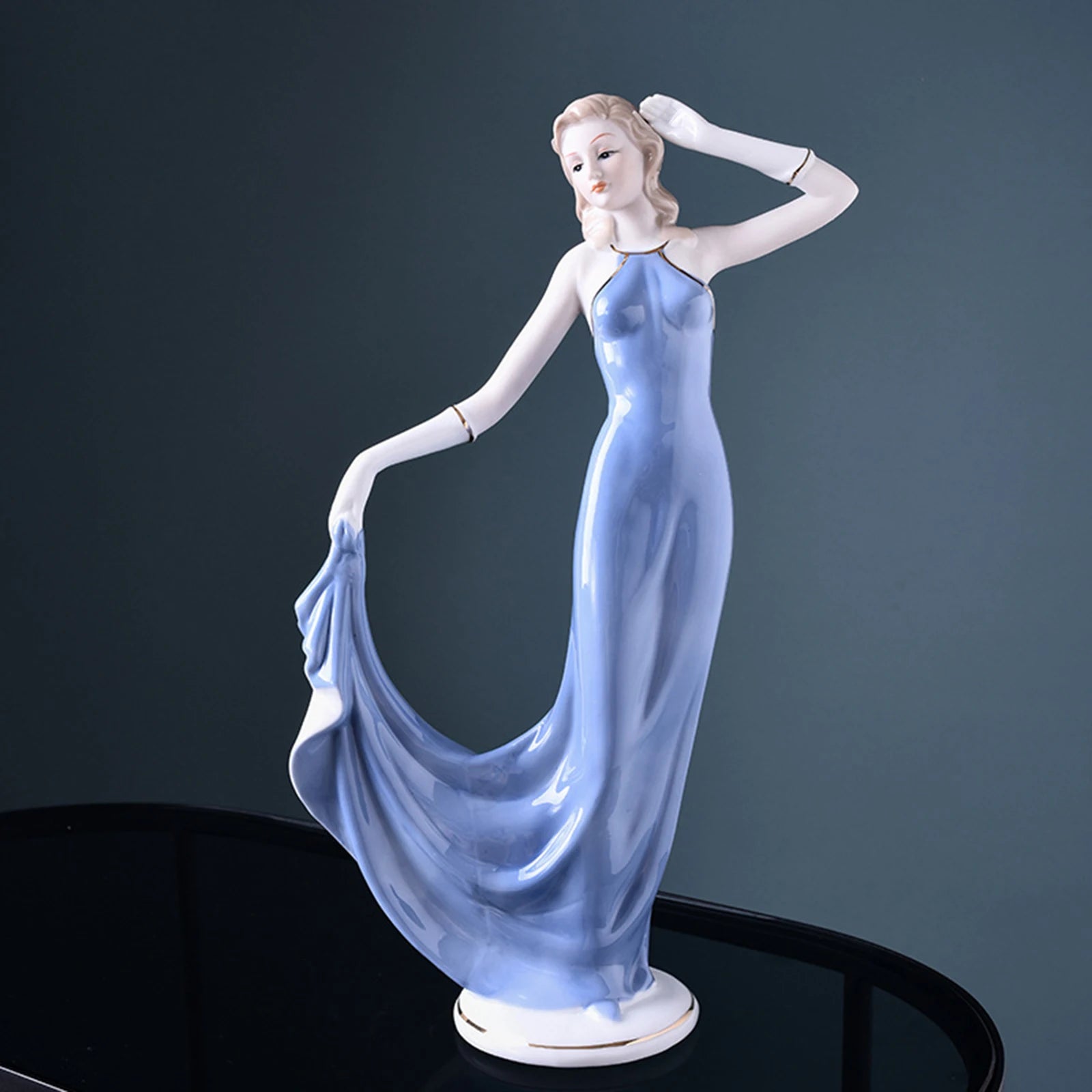 Porcelain Lady Statue – Ceramic Girl Figurine Home Decor Gift Decorative Figurine Zpaxo Ceramic 29x14cm