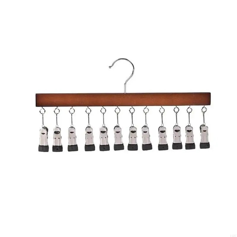 12 Clip Wooden Hat Caps Scarves Accessories Sturdy Hanging Storage