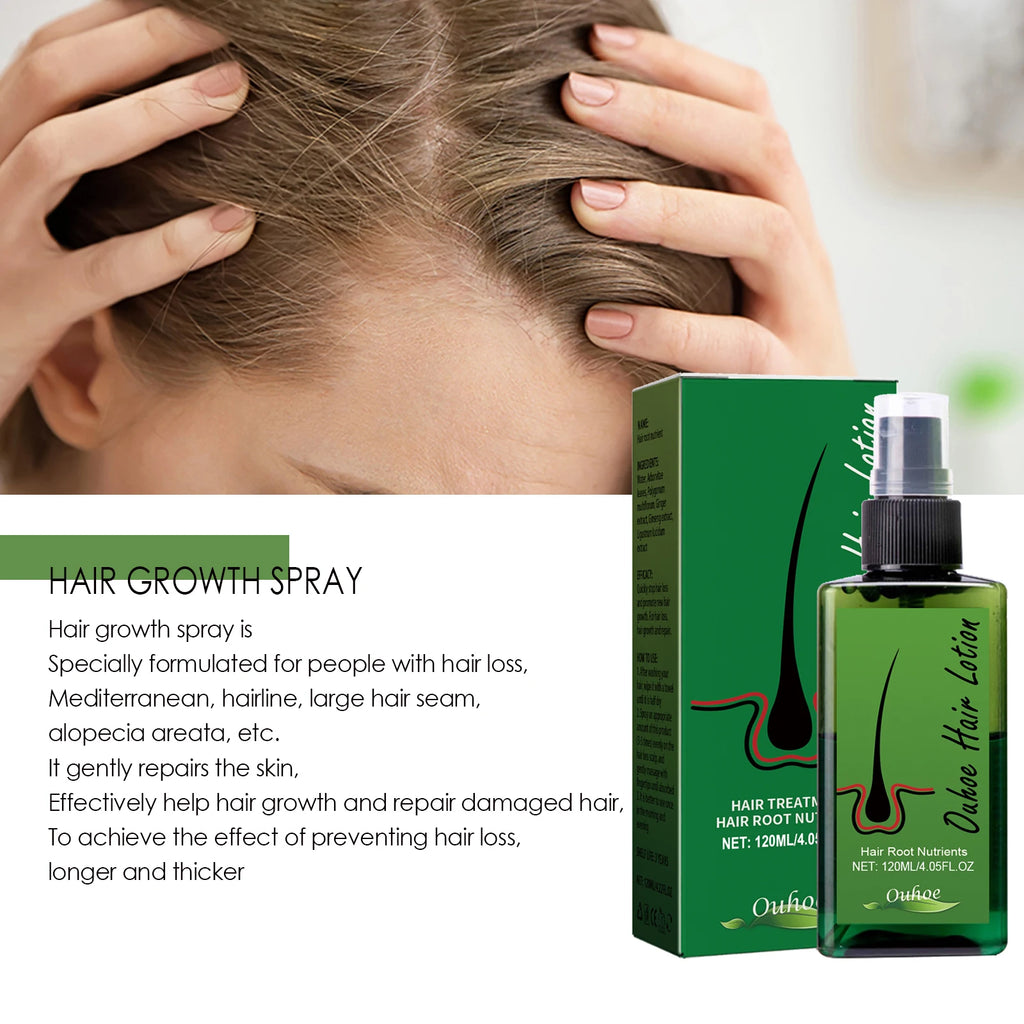 Ouhoe Hair Growth Support Spray with Herbal Extracts Nourishing Scalp Tonic for Thinning Hair Strengthen Roots Shine 120ml Zpaxo