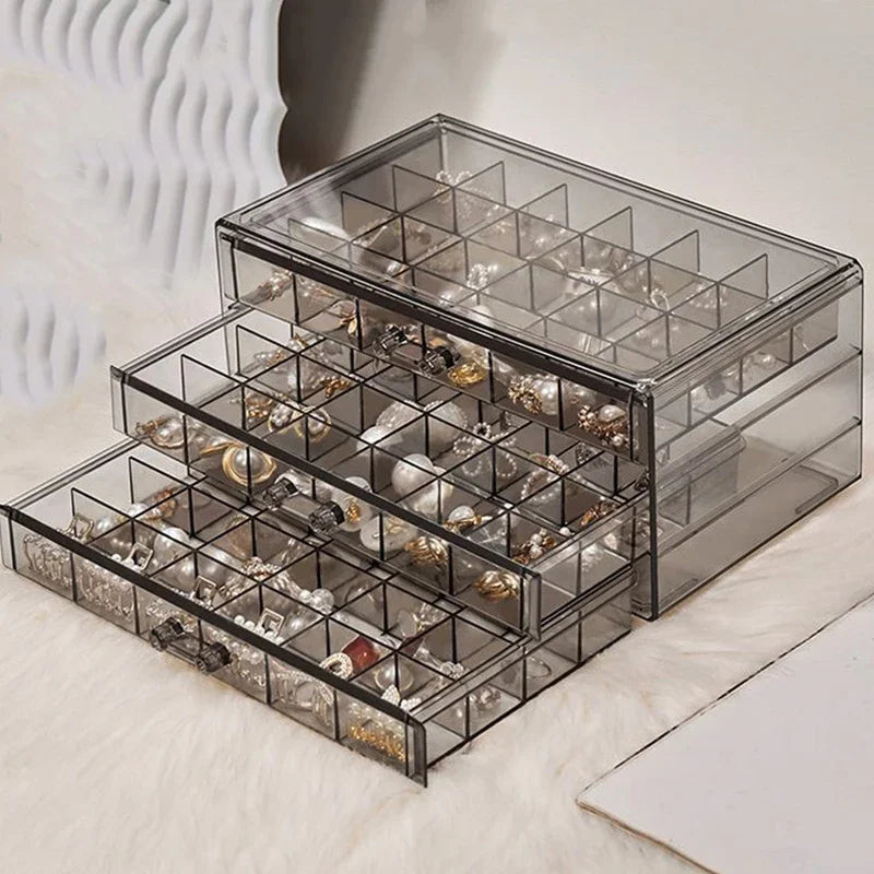 Jewellery Storage Box Transparent Three Layers Large Capacity Ring