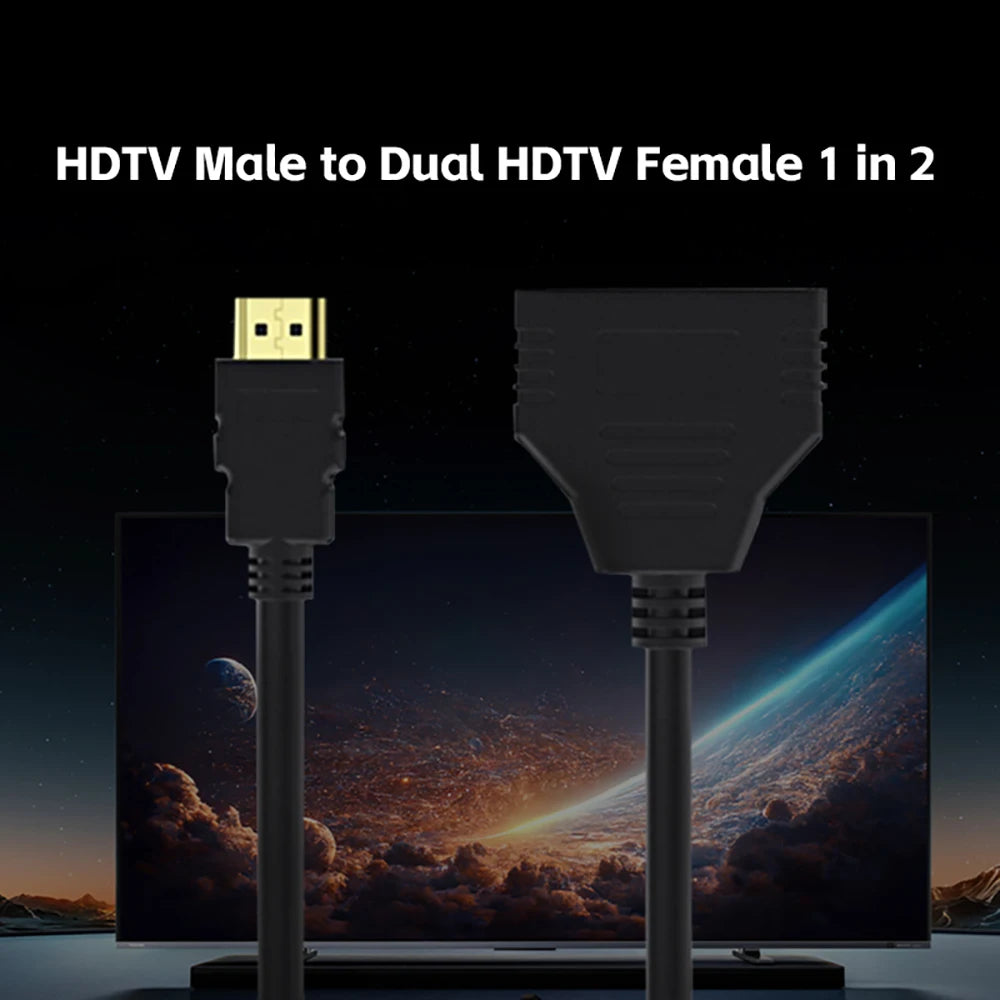 1080P HDMI 1 to 2 Splitter Adapter – Male to 2 Female Y Cable HDMI Splitter Adapter Zpaxo