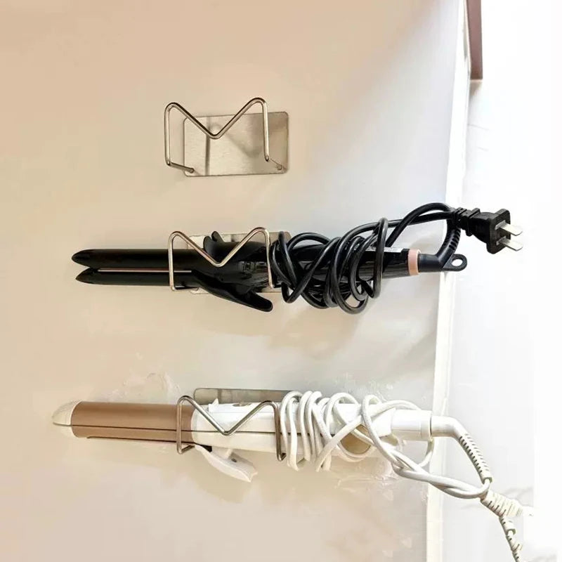 Stainless Steel Hair Dryer Holder Wall Mounted Curler Straightener