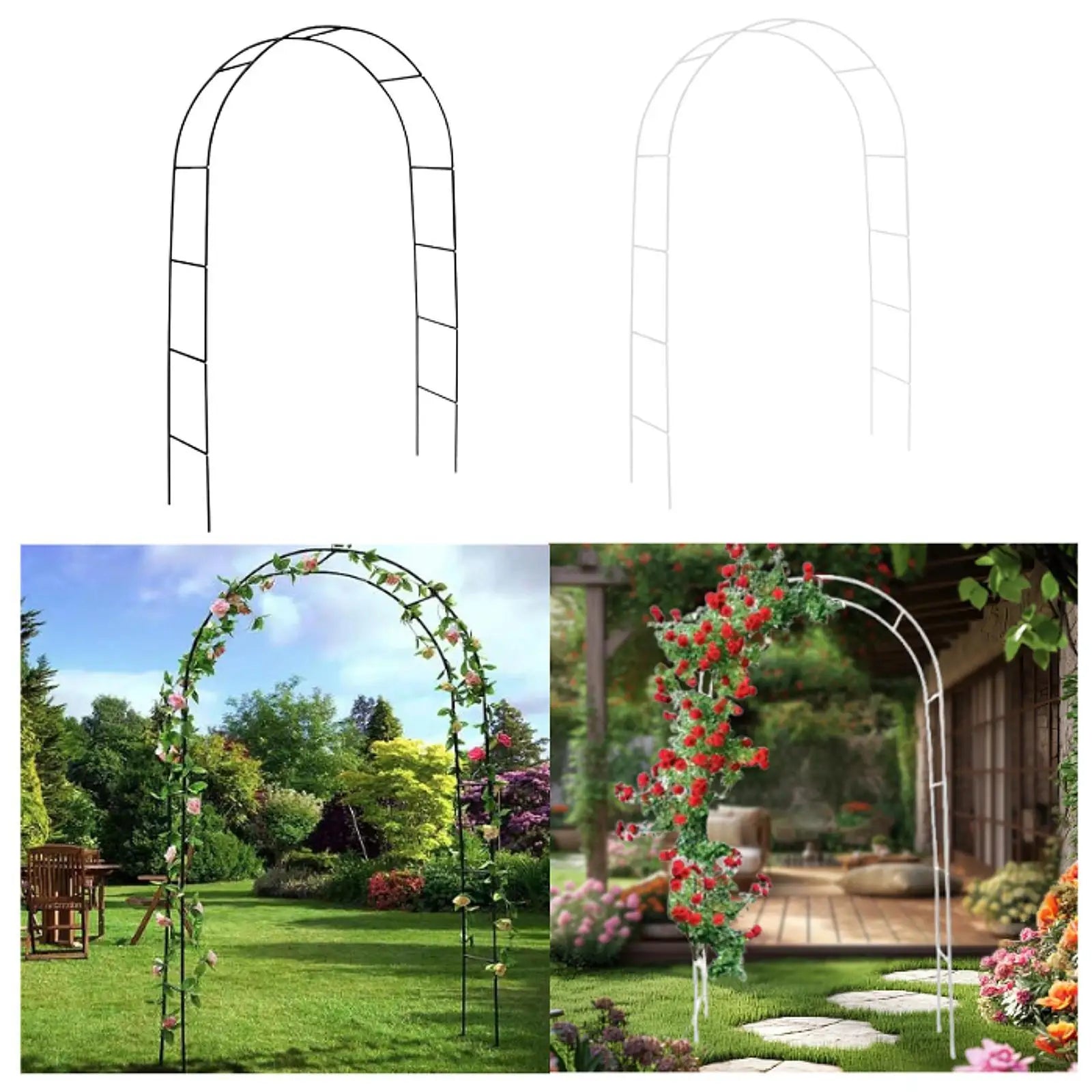 DIY Metal Garden Arch Trellis 240x140x38cm Flowers Frame Multipurpose Zpaxo
