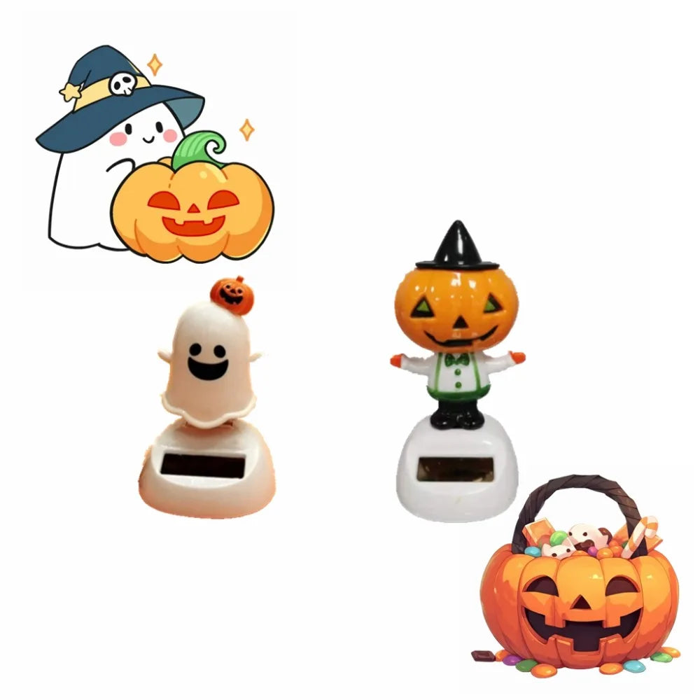 Solar Power Halloween Ghost Toys Funny Swinging Shaking Head Dolls Zpaxo