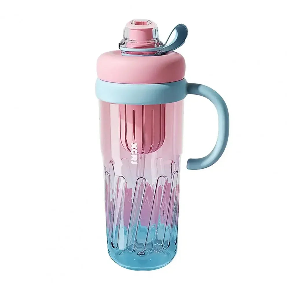 Summer Plastic Cup Large Capacity Plastic Straw Drink Coffee Cup Gradient Color Bottle with Time Marker Fitness Water Cups Hot Zpaxo 950ml Blue 950ml