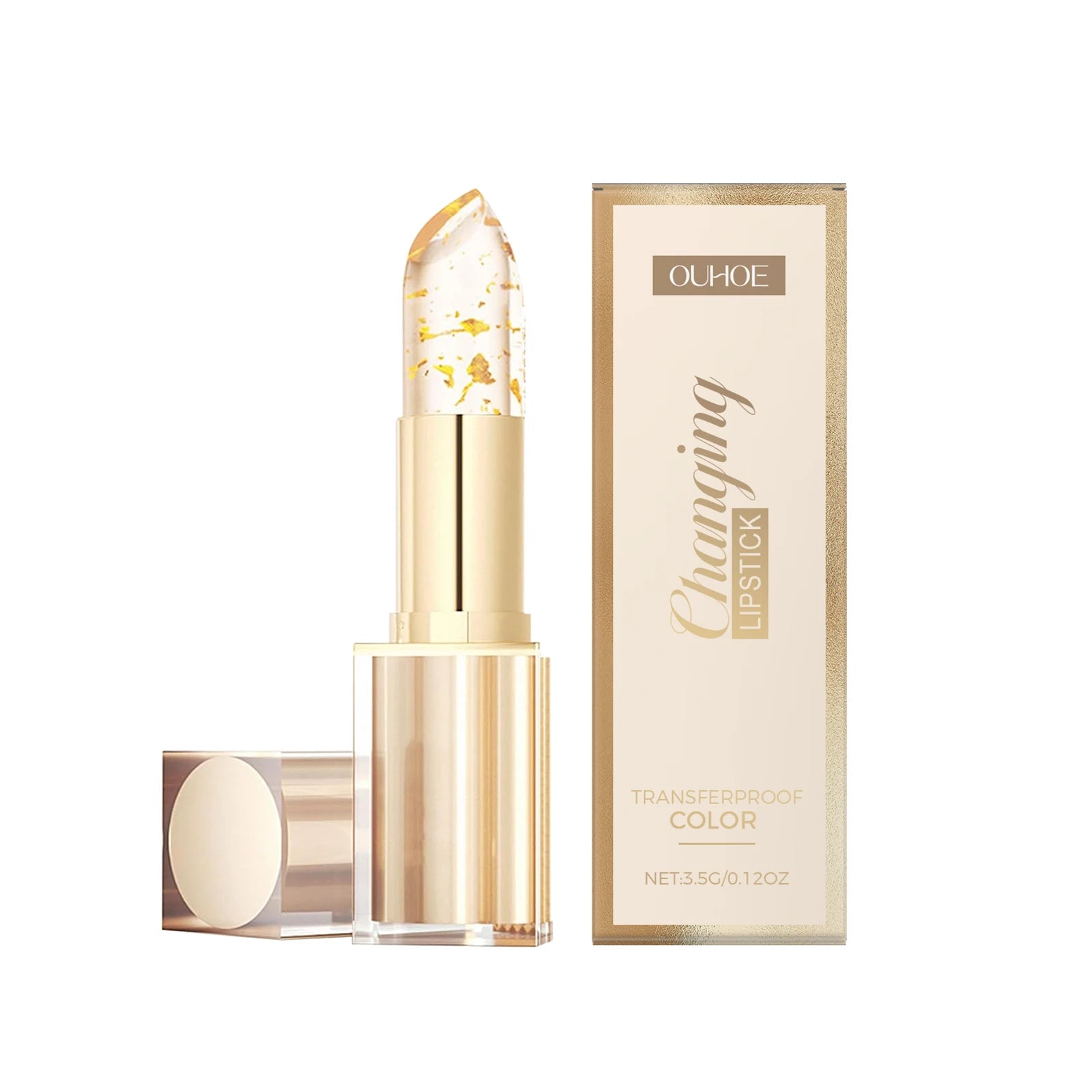 Ouhoe Gold Foil Color Changing Lip Balm – Glossy & Nourishing Color Changing Lip Balm Zpaxo 3.5g Boxed