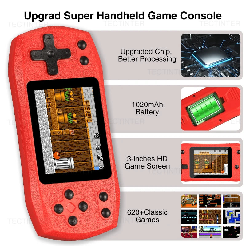 Portable Retro Video Game Console Built 620 Classic Games Handheld