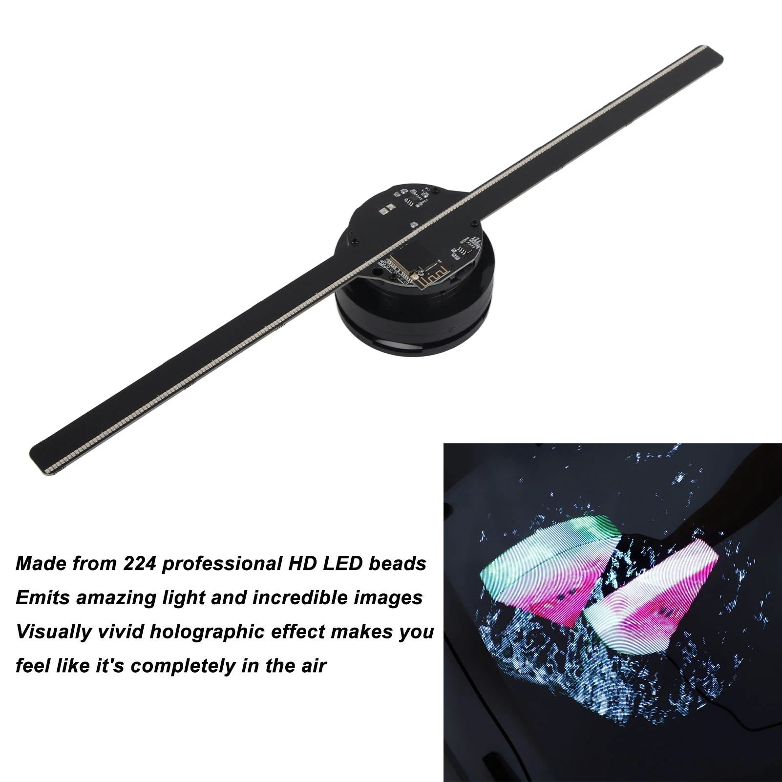 3D Hologram Fan 224 LED Light Beads Resolution Advertising Player