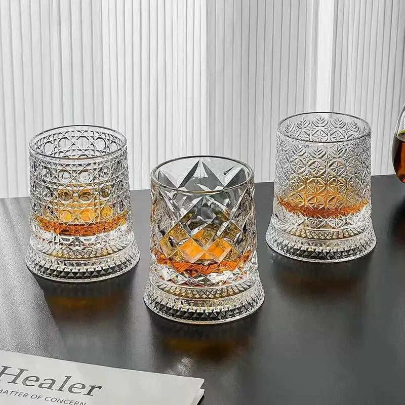 360° Rotating Glass Cup with LED Base | Brandy Cocktail Glass