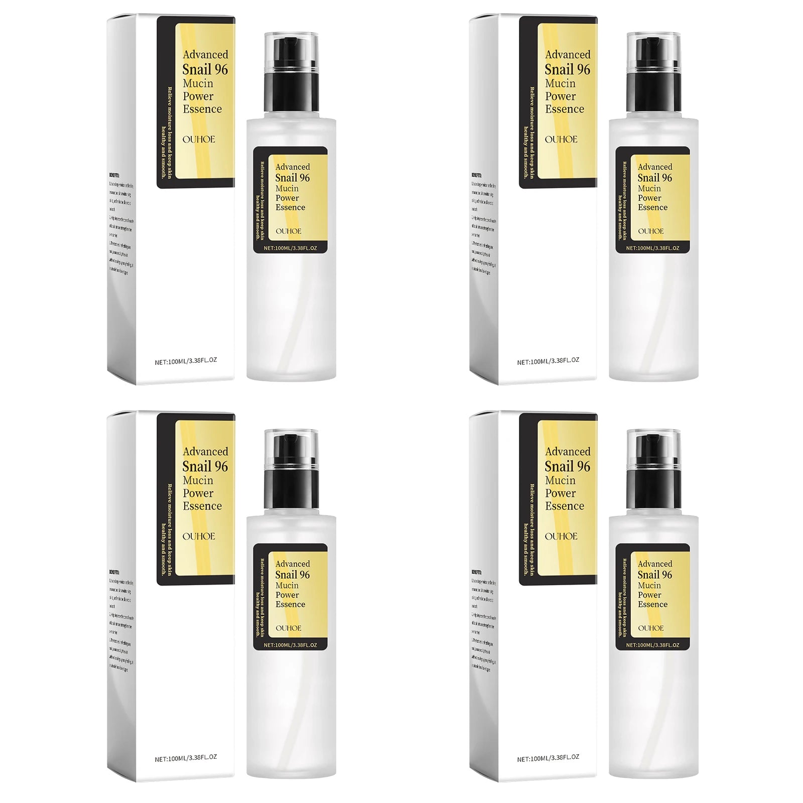 Snail Mucin Essence 100ml Hydrating Booster Deep Moisture Revitalize Dull Skin Soothing Face Treatment Glow Essence for Dry Skin Zpaxo 4PCS
