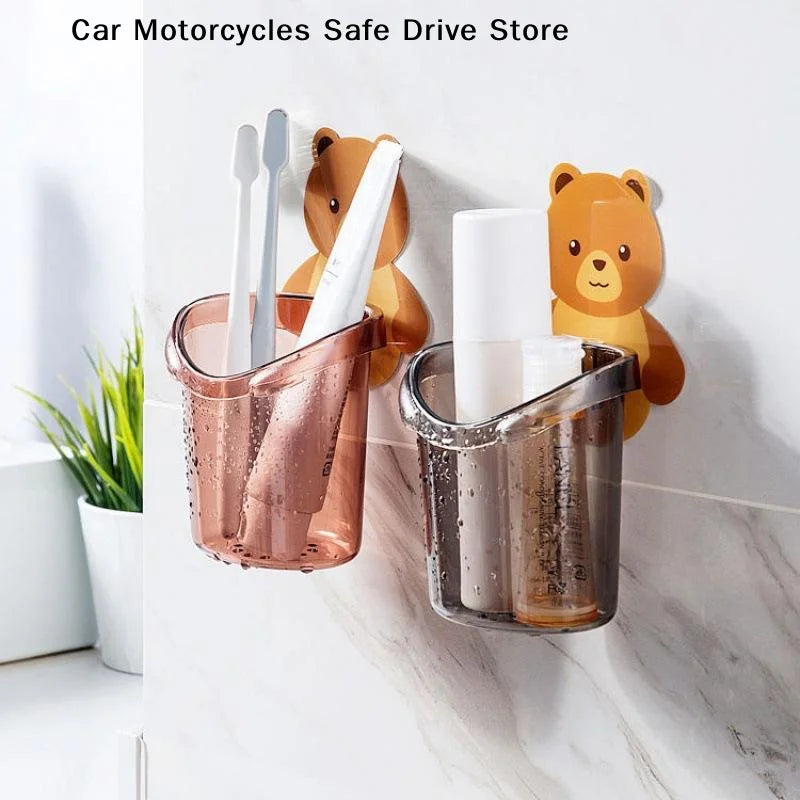Bear Hug Toothbrush Cup Toothpaste Storage Rack Home Bathroom