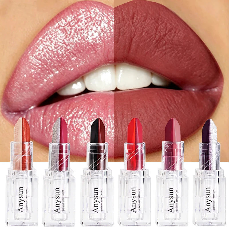 Dual-color Pearlescent Lipstick Vivid Long-lasting Luster Easy Apply