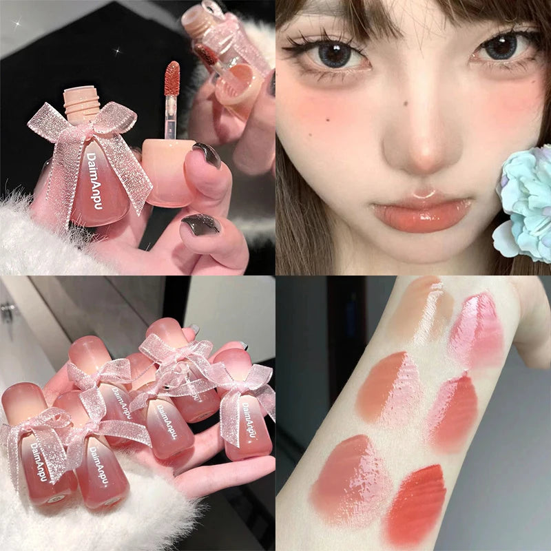 Sweet Lip Gloss Jelly Lip Glaze Moisturizing Lip Tint Mirror Waterproof Non-stick Cup Solid Makeup LipOil Lipstick Cosmetic Zpaxo