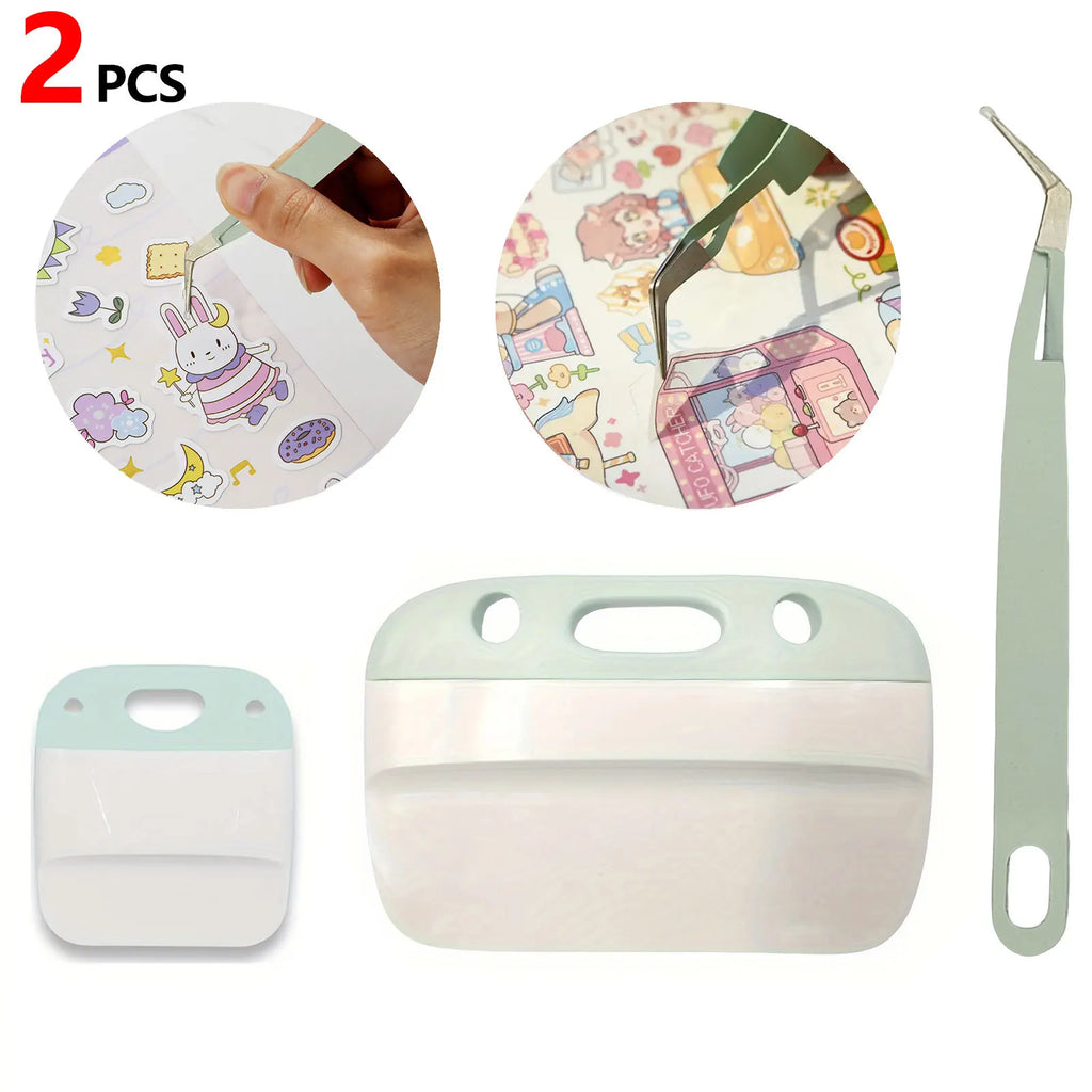2 PCS Scraper Tweezer Set, Perfect for Vinyl, Paper, Stamping, Sticker Projects Craft Essential Tools Zpaxo