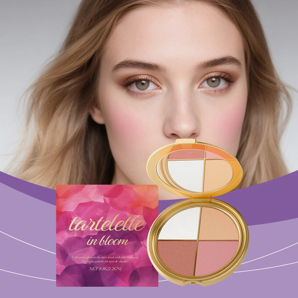 4-Color Highlight Powder Blush & Eye Shadow Palette | Natural Glow Eye Shadow Palette Zpaxo