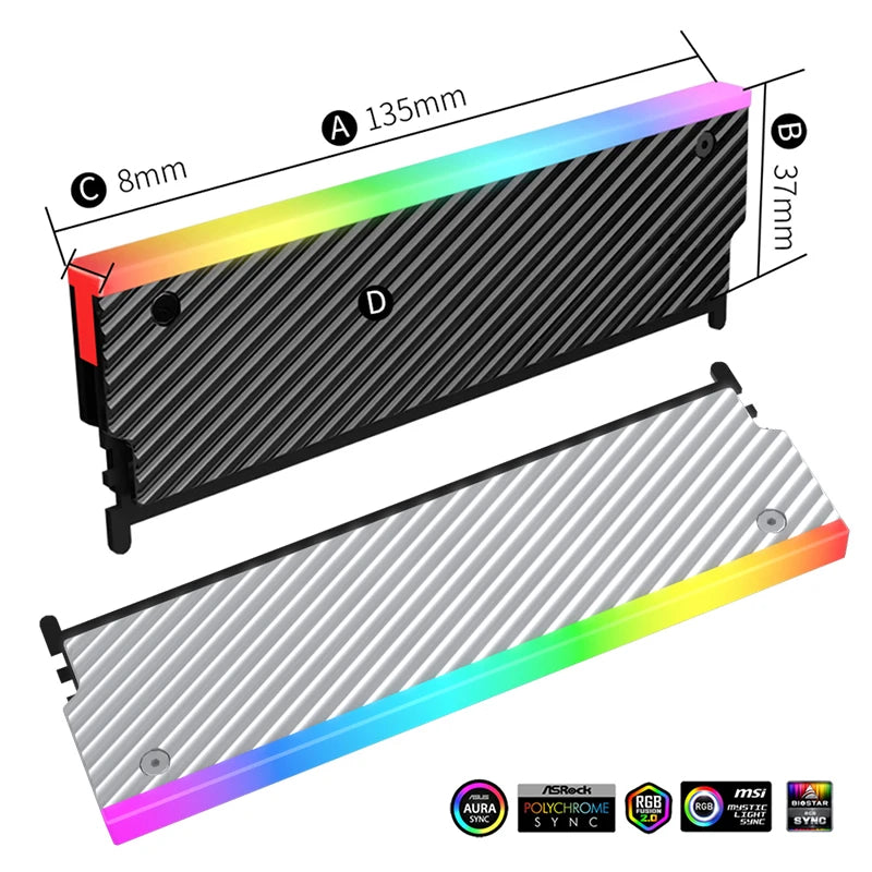 5V 3PIN ARGB RAM Heatsink Radiator Cooler Aura Sync Memory Cooling