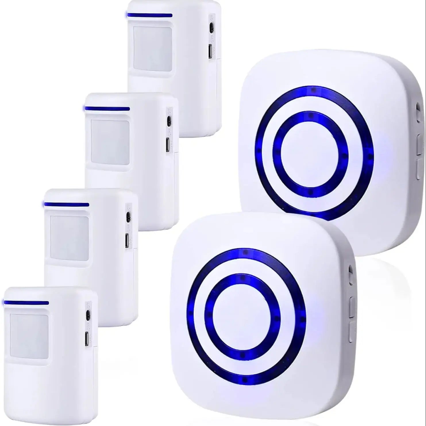 Wireless Motion Sensor Doorbell Motion Detector Alarm Chimes Door Sensor with 300 FT Range Security Alert Monitor System Zpaxo 4 sensors 2 receiver UK