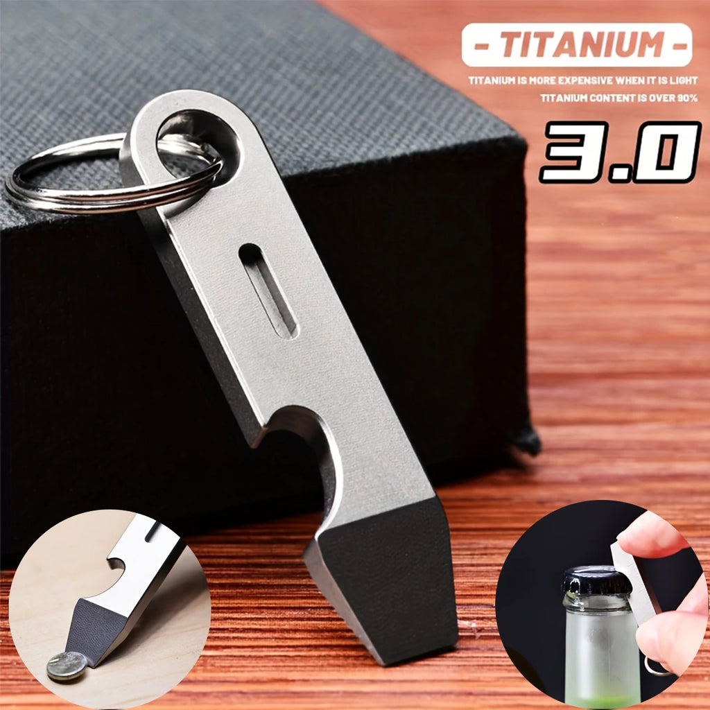 Titanium EDC Keychain Tool – Bottle Opener, Screwdriver & Pry Bar