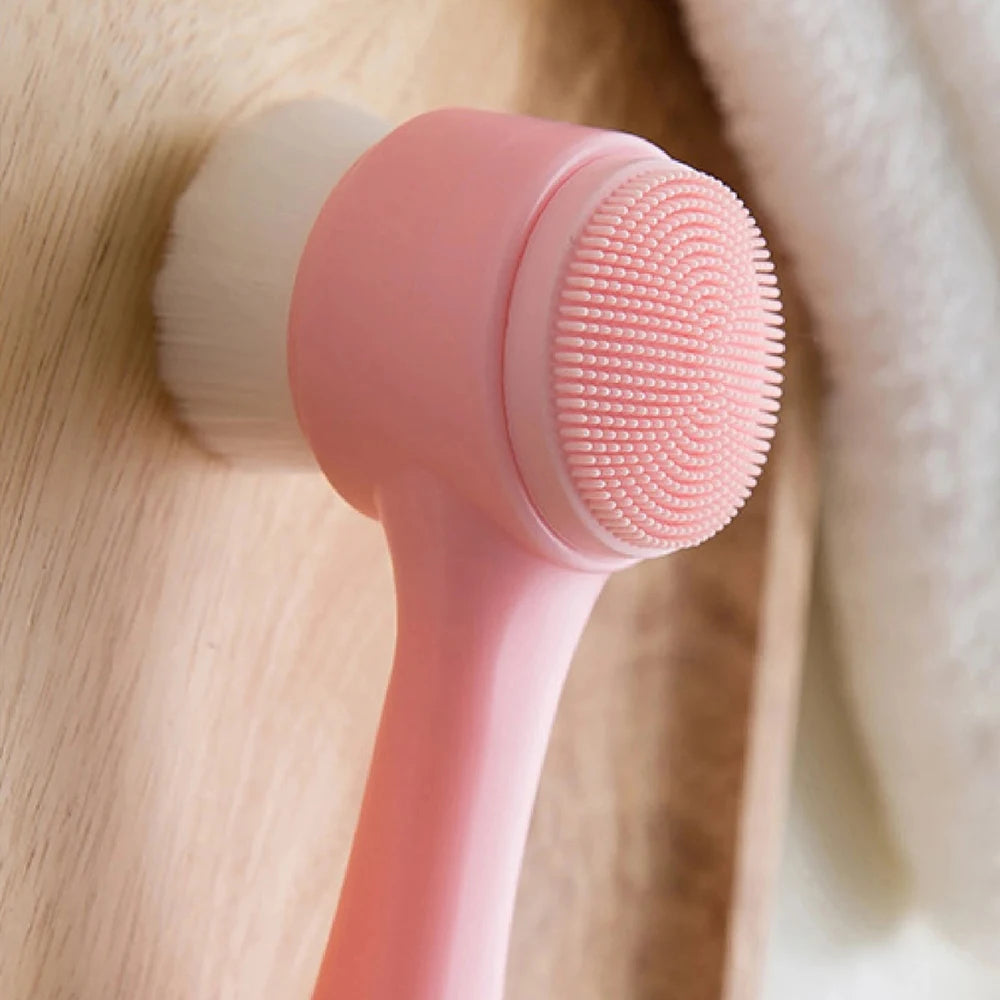 1Pc 2-in-1 Facial Cleansing Brush Manual Silicone Double Sided Soft Face Wash Brush Bristles Exfoliator Skin Care Zpaxo