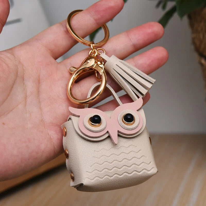 Owl Coin Purse Keychain – Mini PU Leather Bag Pendant Wallet