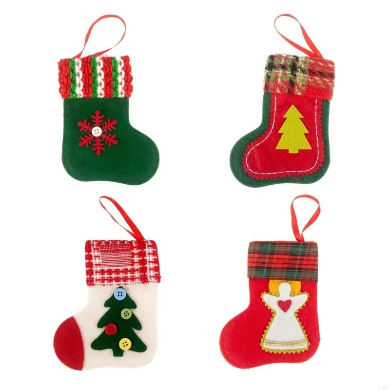 Christmas Tree Fabric Ornament Cartoon Santa Snowman Reindeer Hanging