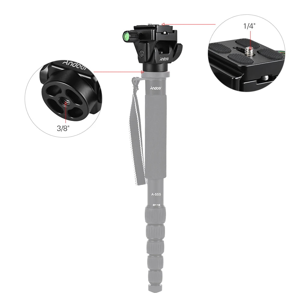 Andoer M-12 Monopod Tilt Head Panoramic Telephoto Bird Watching Quick