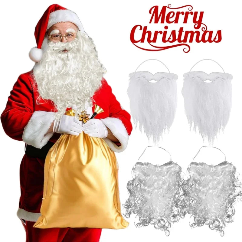 Realistic Santa Fake Beard Premium Costume Adjustable Earloops