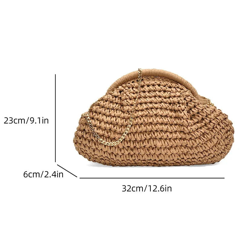 Summer New Straw Weaving Crossbody Bag Fashionable and Casual Shell Bag Women's Shoulder Bag with Excellent Texture Zpaxo