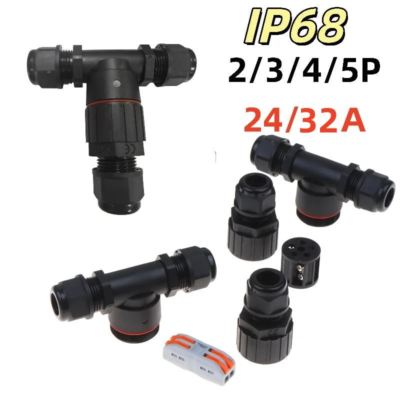 IP68 Waterproof T-Type Electrical Connector 2/3/4/5 Pin Push-In Electrical Connector Zpaxo