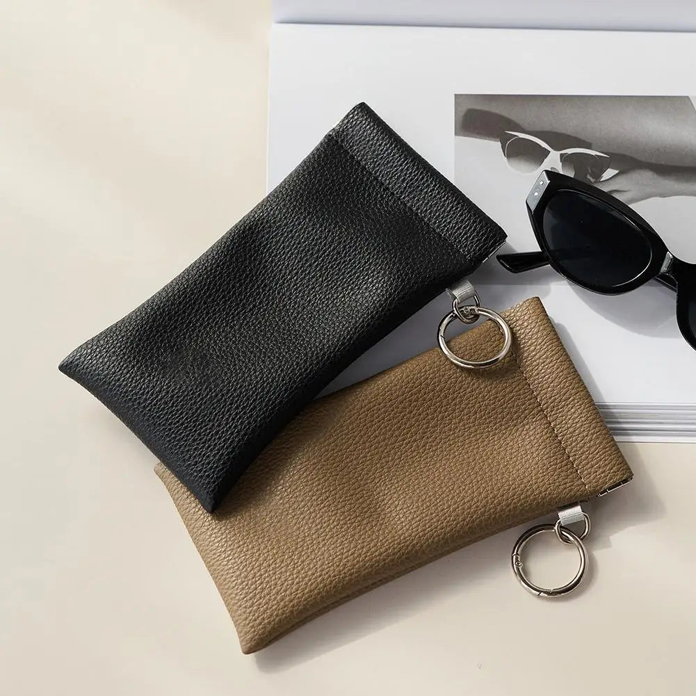 PU Leather Sunglasses Pouch with Keyring | Soft Eyeglass Case Eyeglass Pouch Case Zpaxo