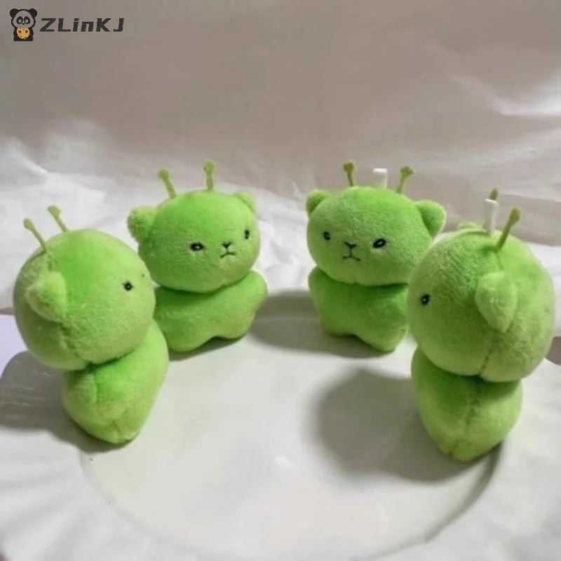 ▶1/2Pcs Green Cat Plush Toy Cartoon Stuffed Animal Keychain Accessories Creative Ugly Cute Backpacks Pendant Party Gift Zpaxo