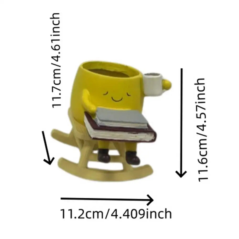 Face Planter Cute Resin Smile Design Vase Drainage Hole Rocking Chair Zpaxo B China Mainland